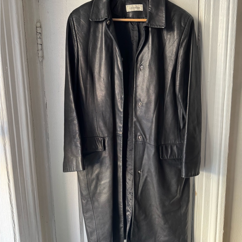 Calvin Klein Black Trench Coat vintage women’s size Medium